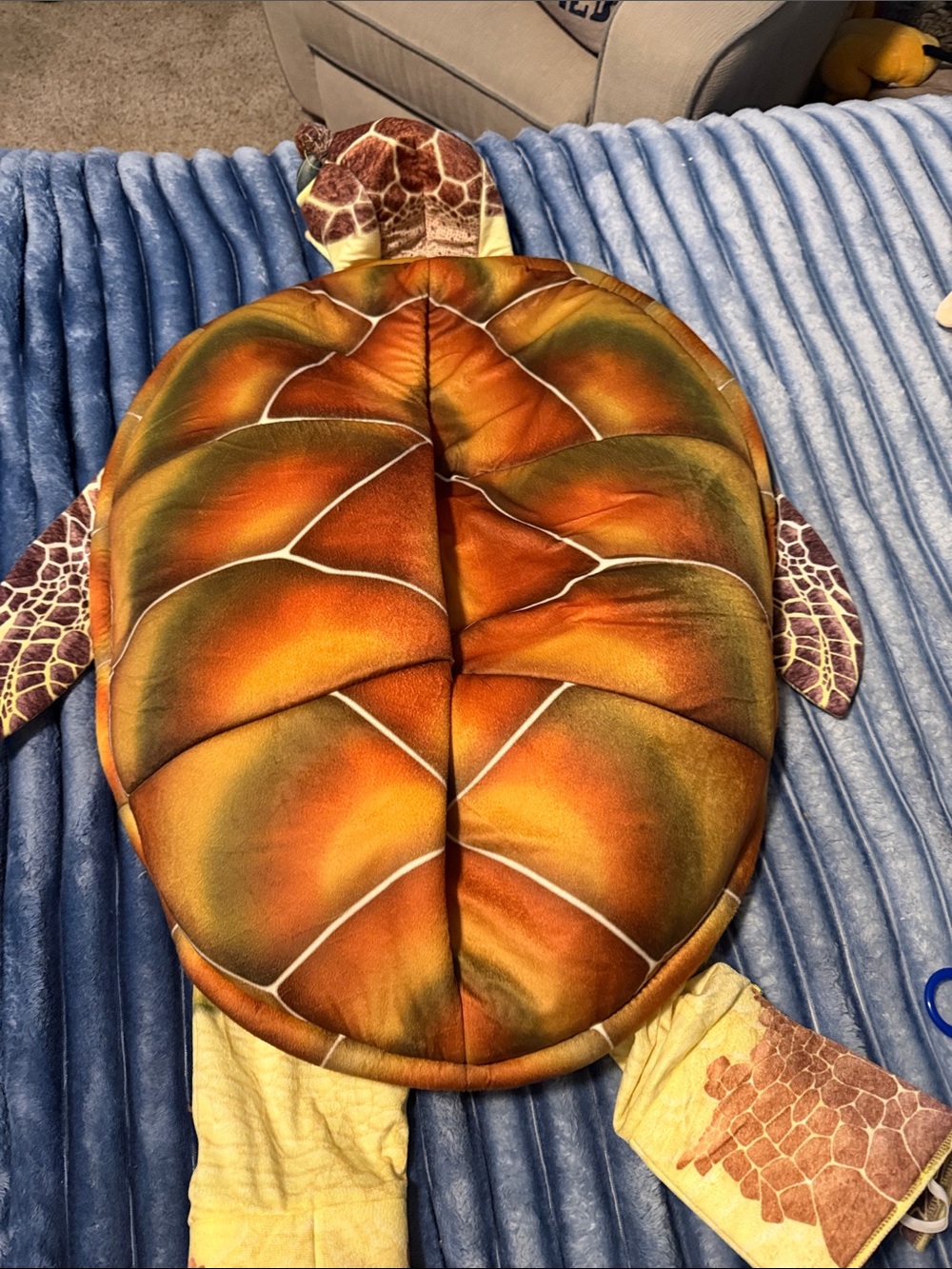 Kids Turtle Costume in Yellow and Brown - Plush Sea Turtle Outfit - Picture 6 of 7